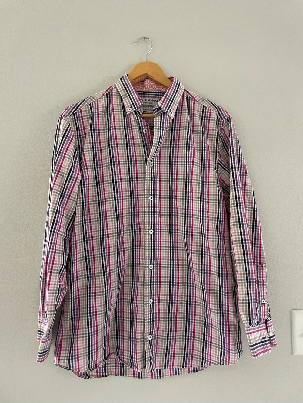Nick Graham Multicolor Plaid Long Sleeve Button Down
